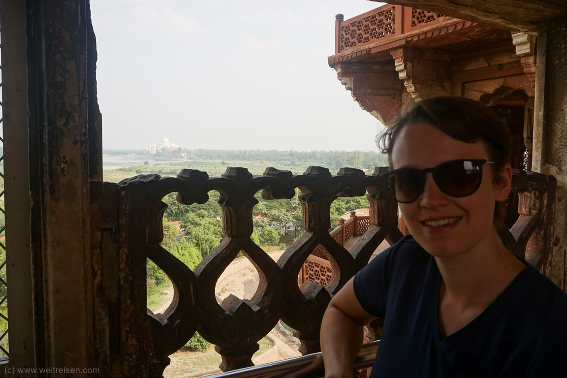 Red Fort in Agra, Blick auf das Taj Mahal